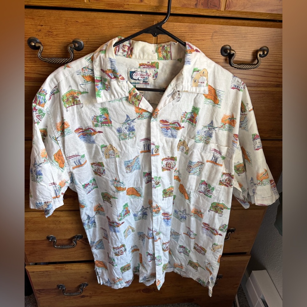 Vintage Bluewater Wear short-sleeve button-down shirt size Large